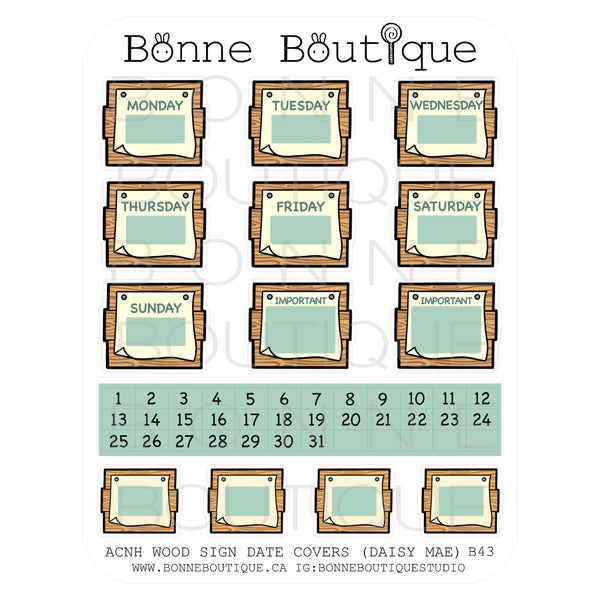 FUNCTIONAL Stickers:  Date Covers with Numerical Dates - Bonne Boutique Studio 