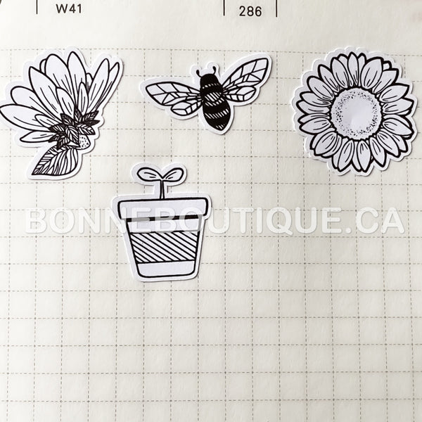 LINE DOODLES - Sunflowers & Bees Stickers