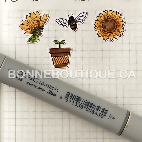 LINE DOODLES - Sunflowers & Bees Stickers