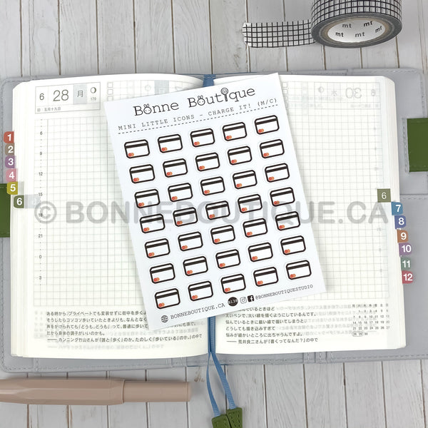 MINI LITTLE ICONS - Credit Card Statement Reminders Credit Card company or Blank Stickers