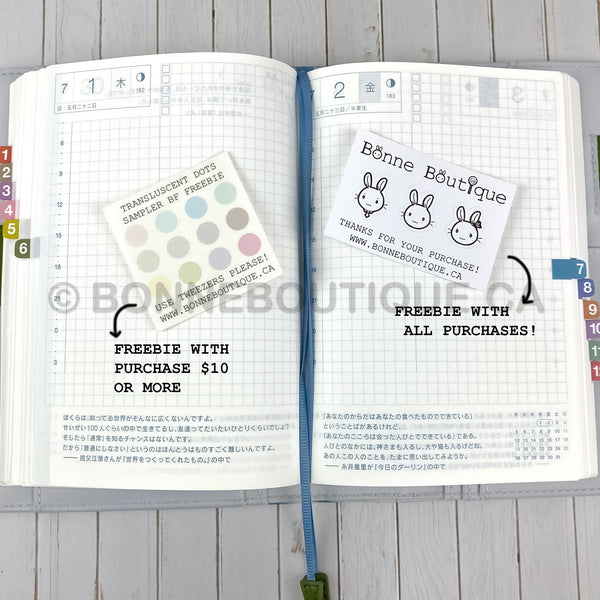 TABS  for Hobonichi A5 Cousin Inspired Colors Stickers