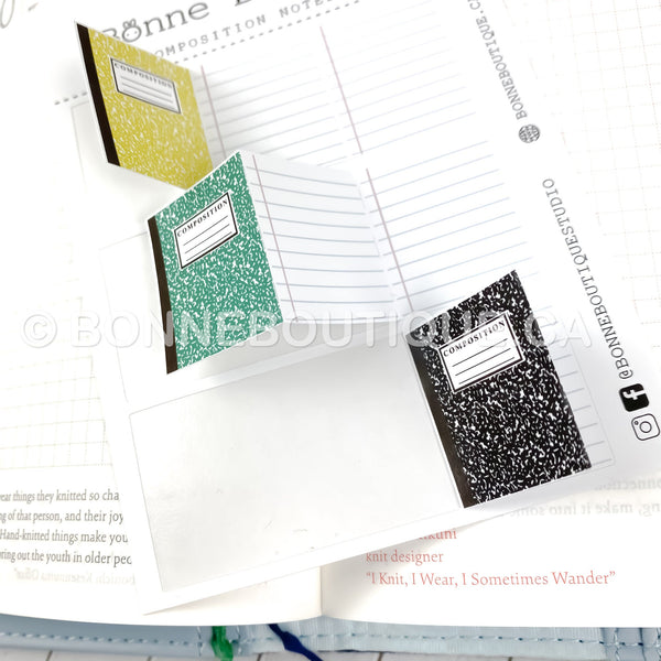 MINI Composition Notebook Sticker - Foldable Fold Over Perforated Stickers