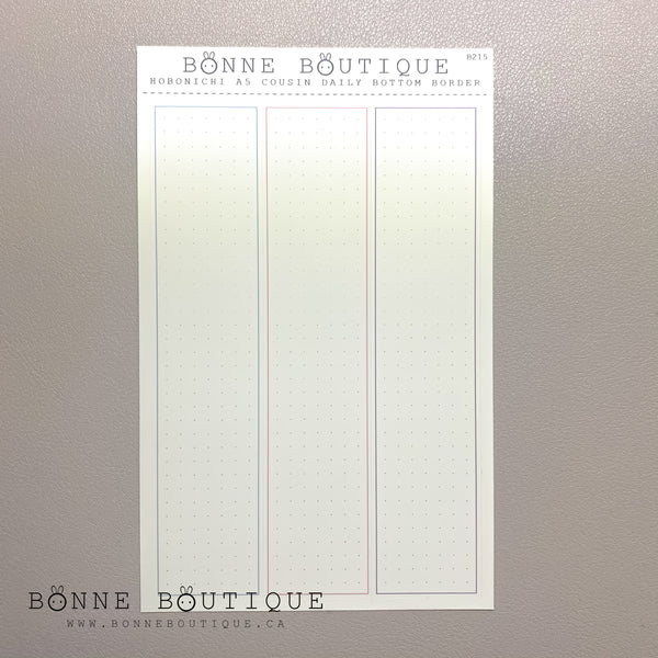 DAILY BORDER for HOBONICHI - Bottom Area Writing Space Cover - 3 Colours Stickers