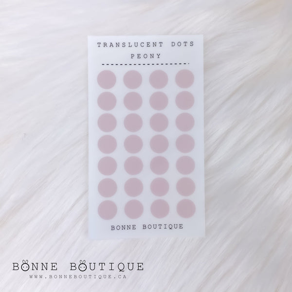 NEUTRAL PINKS Translucent DOTS Stickers 3 Colors Available 6.4mm/0.25" - Card Size