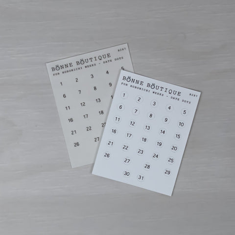 MINI DATE DOT COVERS - MODERN FONT