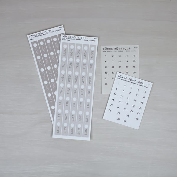 Hobonichi Weeks Kit - Week Cover Strips Stickers - MODERN FONT