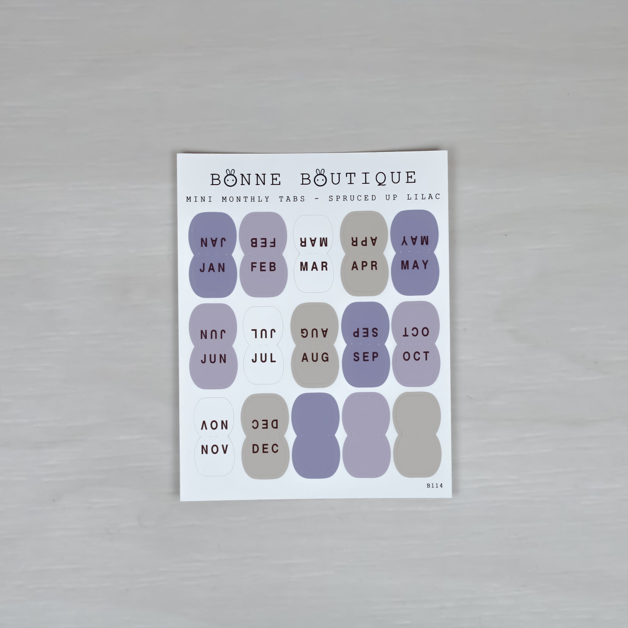 Mini Monthly Tabs Stickers - LILAC -  Color Inspiration Spruced Up Cat