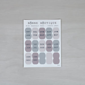 Mini Monthly Tabs Stickers - Inspired by MINA PERHONEN - OHAYO Gray Perforated