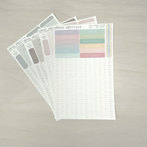 2024 YEARLY INDEX - ALL SIZES - 4 COLOURS
