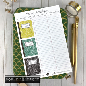 Composition Notebook Sticker - Foldable Fold Over Perforated Stickers