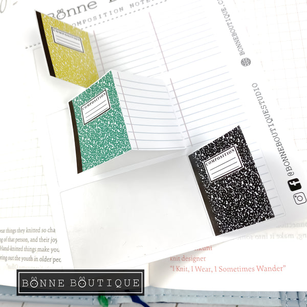 Composition Notebook Sticker - Foldable Fold Over Perforated Stickers