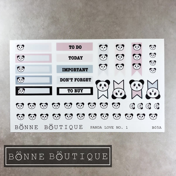 Panda Love Kit Functional Full Boxes,Washi strips Stickers
