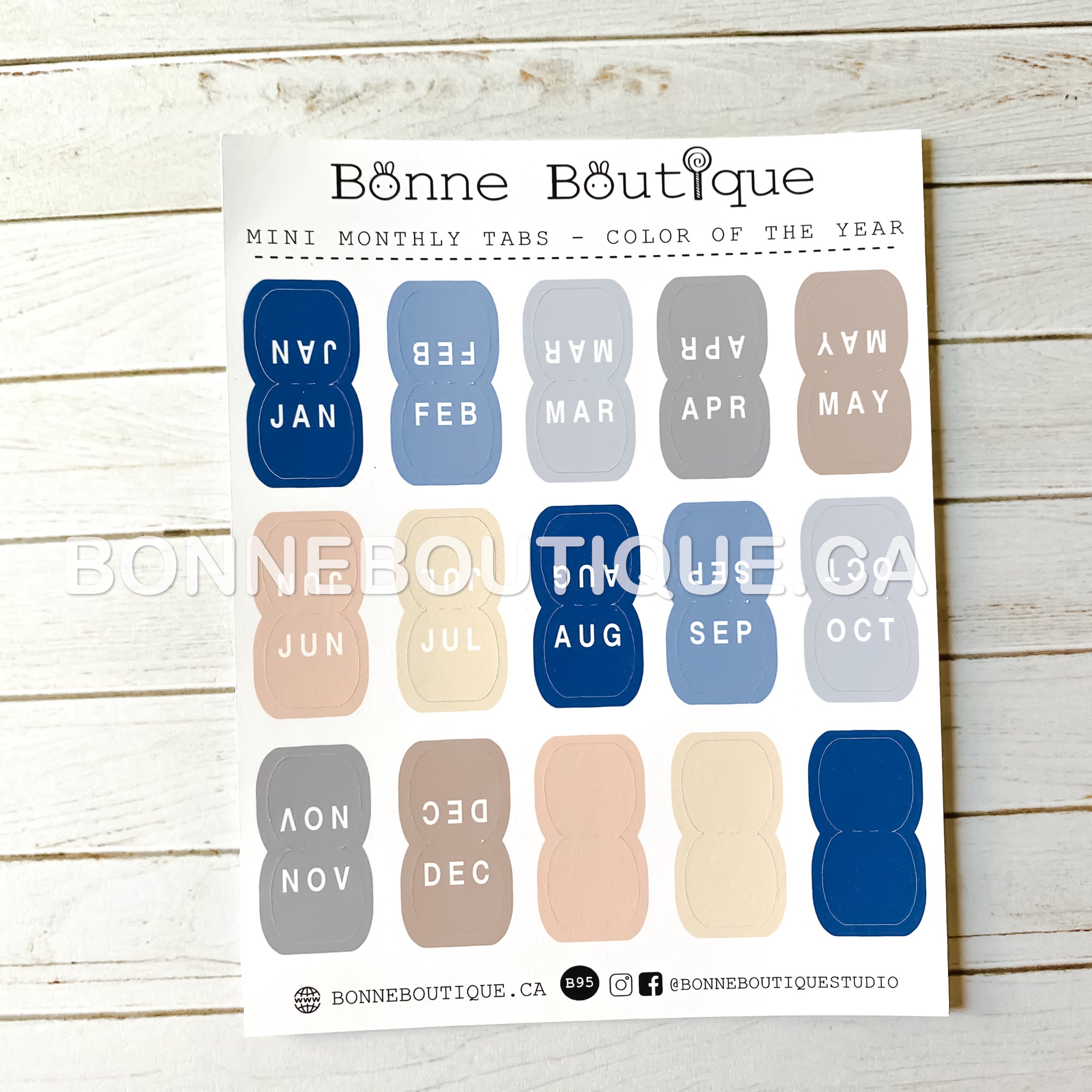 Mini Monthly Tabs Sticker Sheet 2020 Color of the Year - Classic Blue