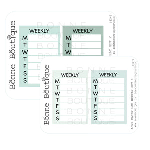 FUNCTIONAL Stickers:  Weekly Sidebar - Bonne Boutique Studio 