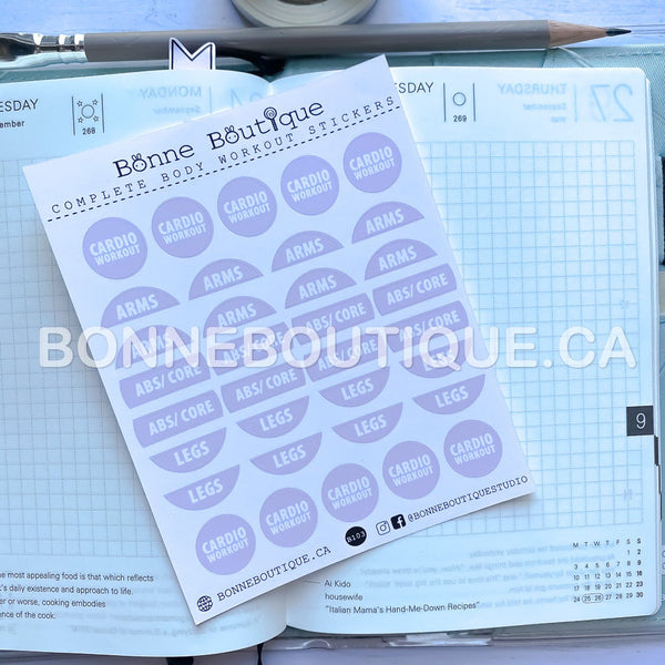 COMPLETE Body Workout Stickers Arm Day Leg Day Core Abs Day Cardio Day Reminder Tracker Planner Stickers