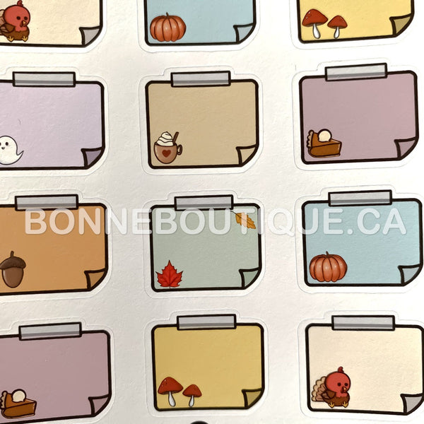 Mini Sticky Notes Stickers - Fall Autumn Theme Stickers