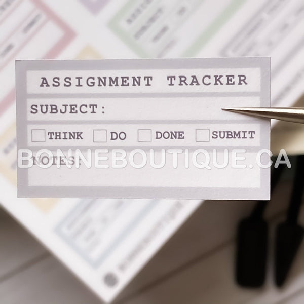 Assignment Tracker Stickers - Pastel or Light Grey