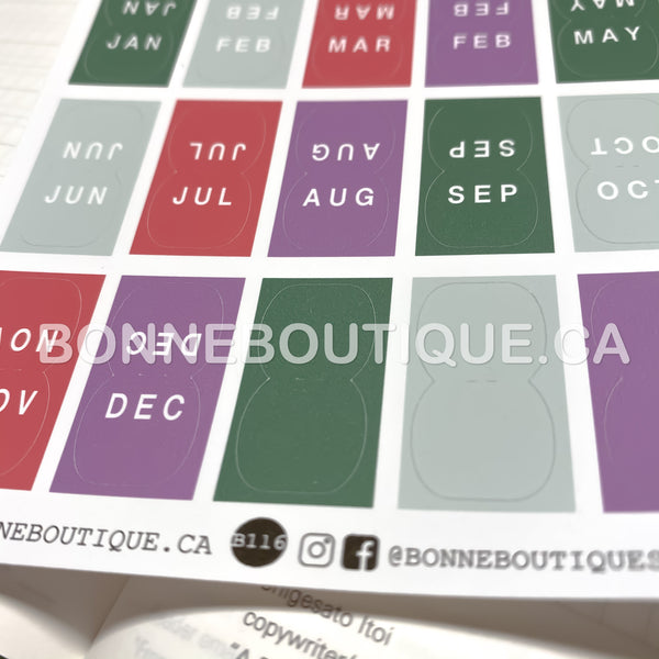 Mini Monthly Tabs Stickers - Garden - Color Inspiration Perforated
