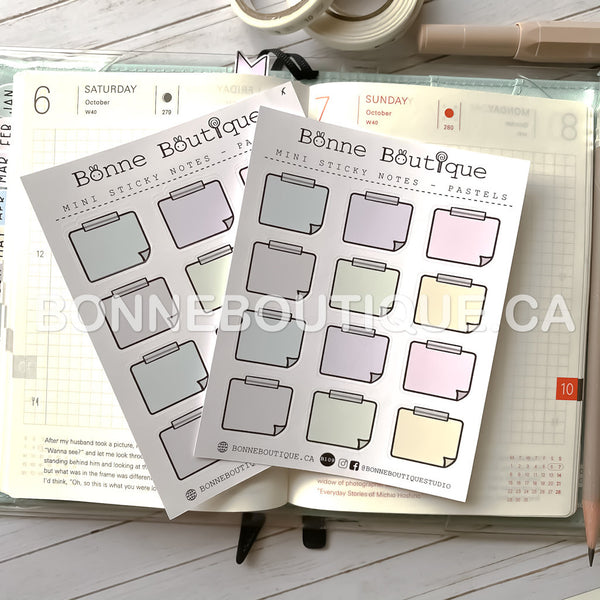 Mini Sticky Notes Stickers - Muted Pastels