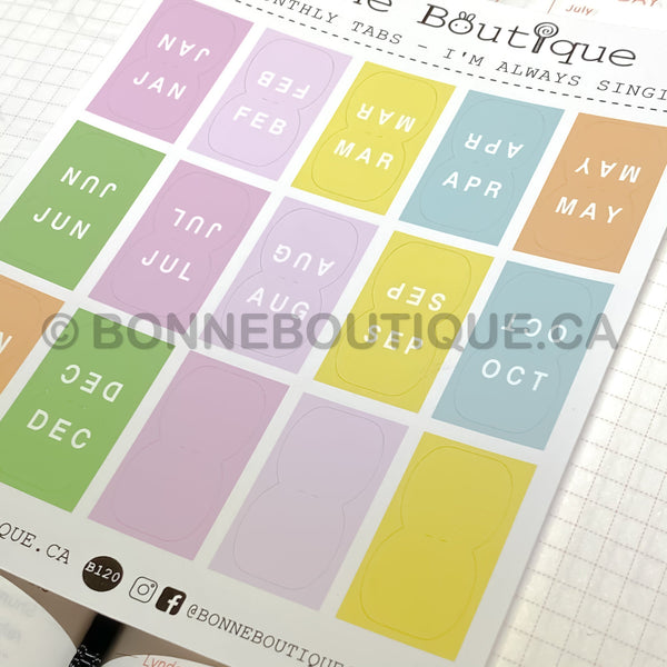 Mini Monthly Tabs Stickers - Inspired by R. Arai I don't think anyone knows, but I'm always singing bird Perforated