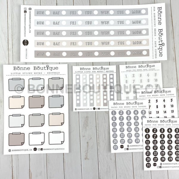MINIMALIST Hobonichi Weeks Kit Stickers in Neutral - 4PC SET