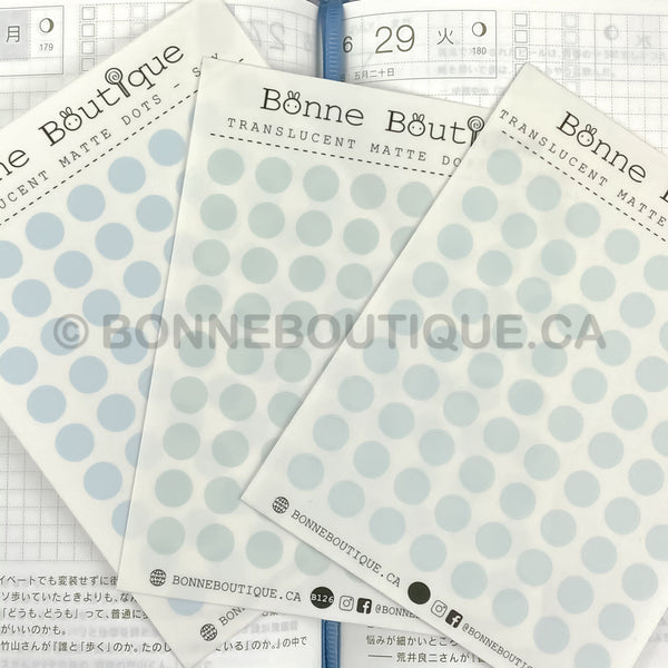 TRANSLUCENT MATTE DOTS Stickers- 6mm (.25") - 12 Colors Available