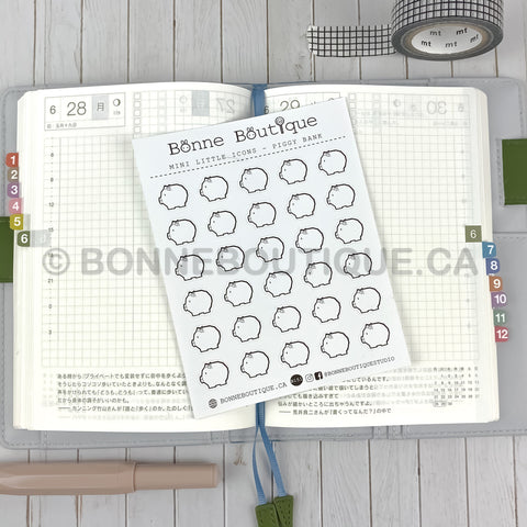 MINI LITTLE ICONS - Geometric Piggy Bank - Savings Reminder Tracker Stickers