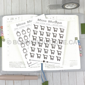 MINI LITTLE ICONS - Grocery Buggy and Shopping Bag Tracker Stickers