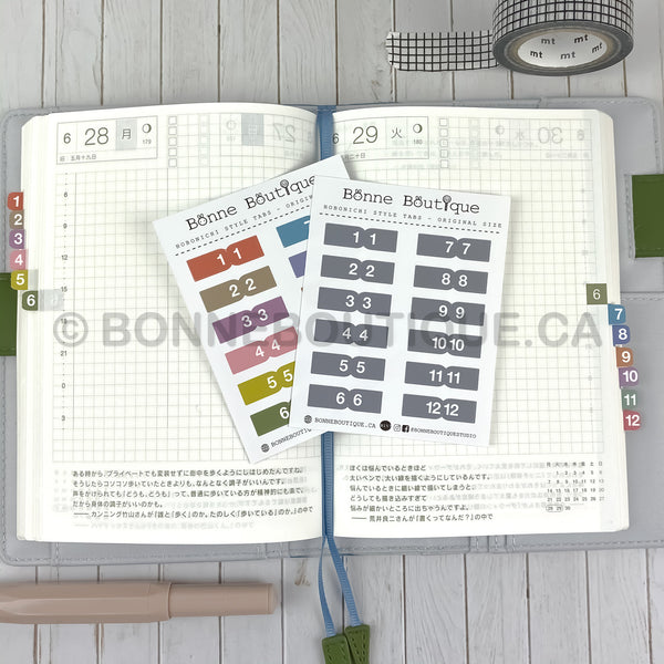 HOBONICHI INSPIRED TABS  for A6 Original and Weeks Techo Stickers
