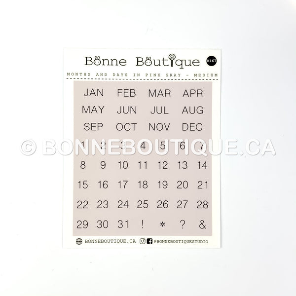 MINIMALIST MONTHS & DAYS - Medium Size  in Nude Rose Date Stickers
