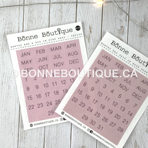 MINIMALIST MONTHS & DAYS - Petite Size  in Nude Rose Date Stickers