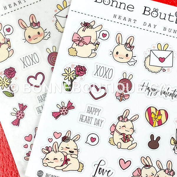 Heart Day Buns! Cute and Fun Heart Day Valentine's Day Sweet Stickers with Scripts Stickers