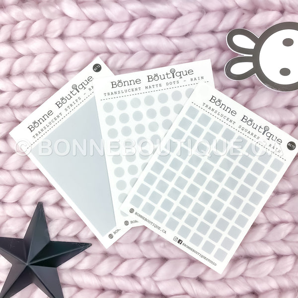 TRANSLUCENT Matte Dots, Squares, or Strips Stickers - RAIN