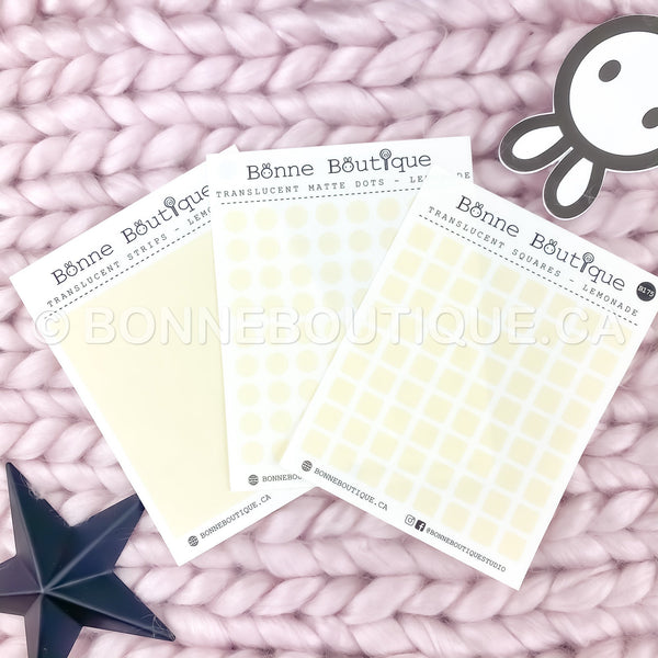 TRANSLUCENT Matte Dots, Squares, or Strips Stickers -  LEMONADE
