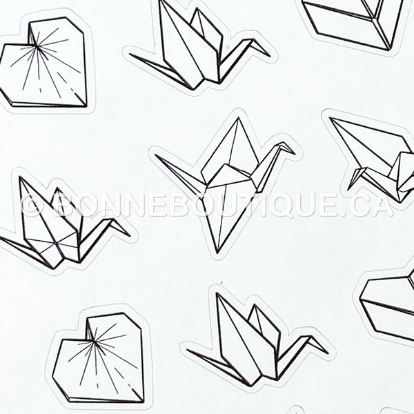 MINIMALISTIC ORIGAMI Paper Cranes & Hearts Stickers