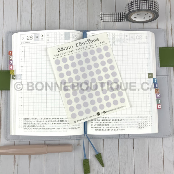 TRANSLUCENT Matte Dots, Squares, or Strips Stickers - TARO