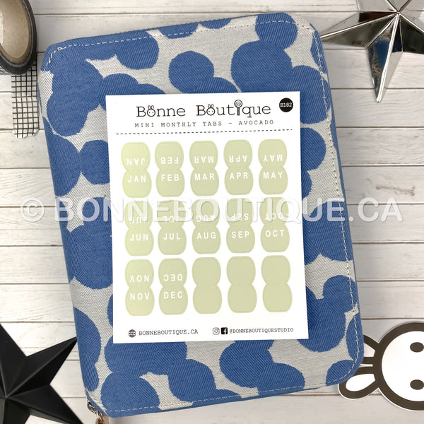 MINI Monthly or Mini Blank Tabs in 12 Colors  Bonne Maison Collection - Perforated Stickers