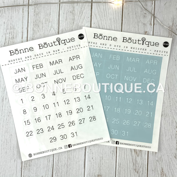 MINIMALIST MONTHS & DAYS - Petite Size  in Whisper Blue Date Stickers