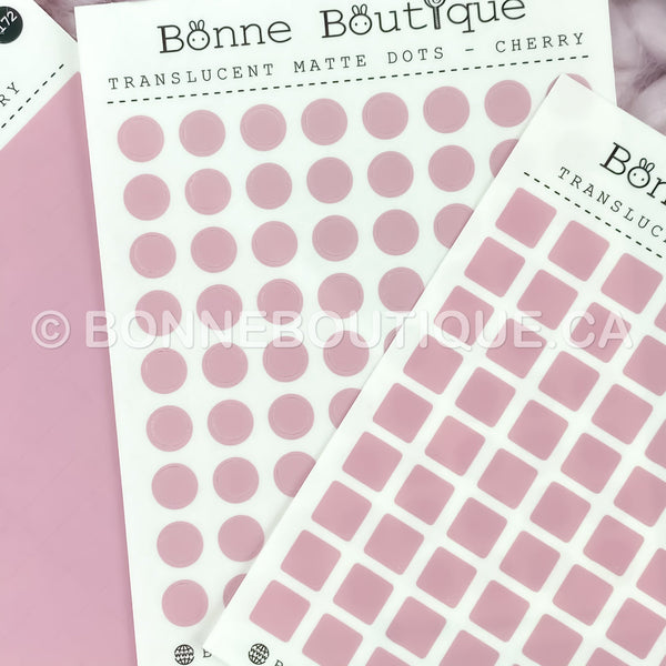 TRANSLUCENT Matte Dots, Squares, or Strips Stickers - CHERRY