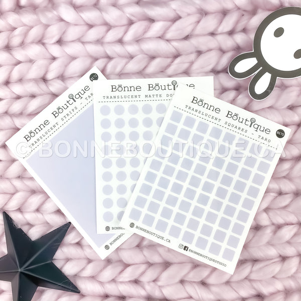 TRANSLUCENT Matte Dots, Squares, or Strips Stickers - TARO