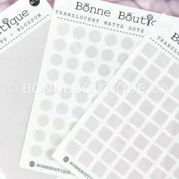 TRANSLUCENT Matte Dots, Squares, or Strips Stickers - BLOSSOM
