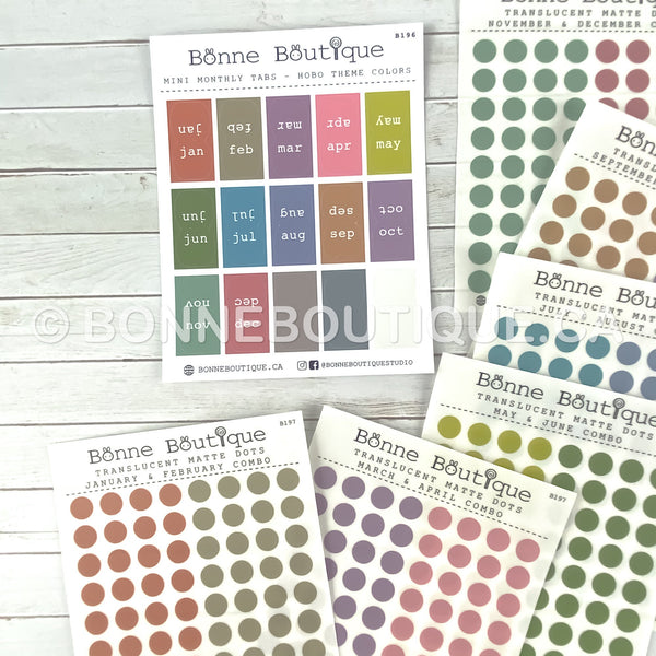 Mini Monthly Perforated Tab Stickers  - Hobonichi Colours