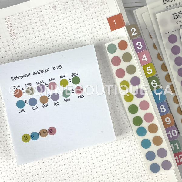 Mini Monthly Perforated Tab Stickers  - Hobonichi Colours