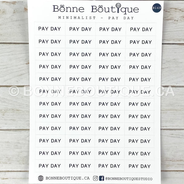 MINIMALIST - Budget Financial Stickers Payday -  Bill Due - No Spend Text Stickers