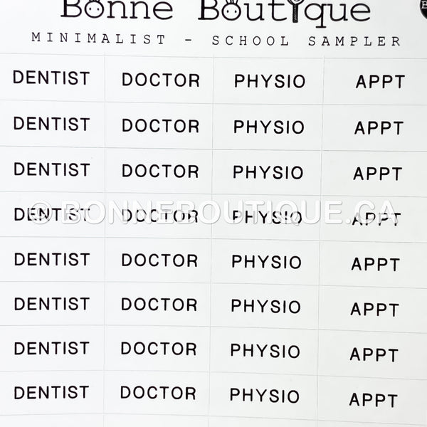 MINIMALIST - HEALTH Stickers - Appointment Reminder Tracker - Doctor - Dentist - Physio- Appt Text Stickers
