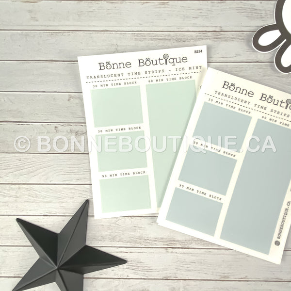 TRANSLUCENT Matte (Clear Frost) Time Slot Stickers for Hobonichi A5 Cousin Weekly View 30, 60 or 90 min BLOCKS