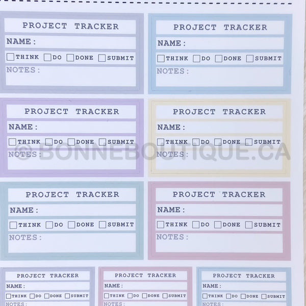 PROJECT TRACKERS - Stay Organize - in Grey or Pastels Stickers