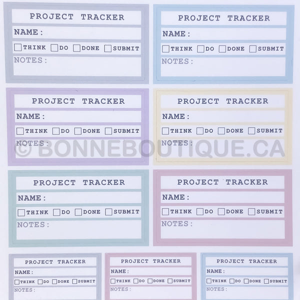 PROJECT TRACKERS - Stay Organize - in Grey or Pastels Stickers