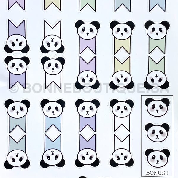 Panda Flags and Tags Planner Notebook Sticker Bookmark Perforated Tabs Stickers