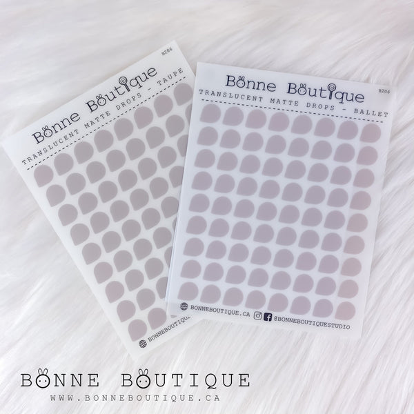 TRANSLUCENT or OPAQUE DROPS Stickers 6 Neutral Colors